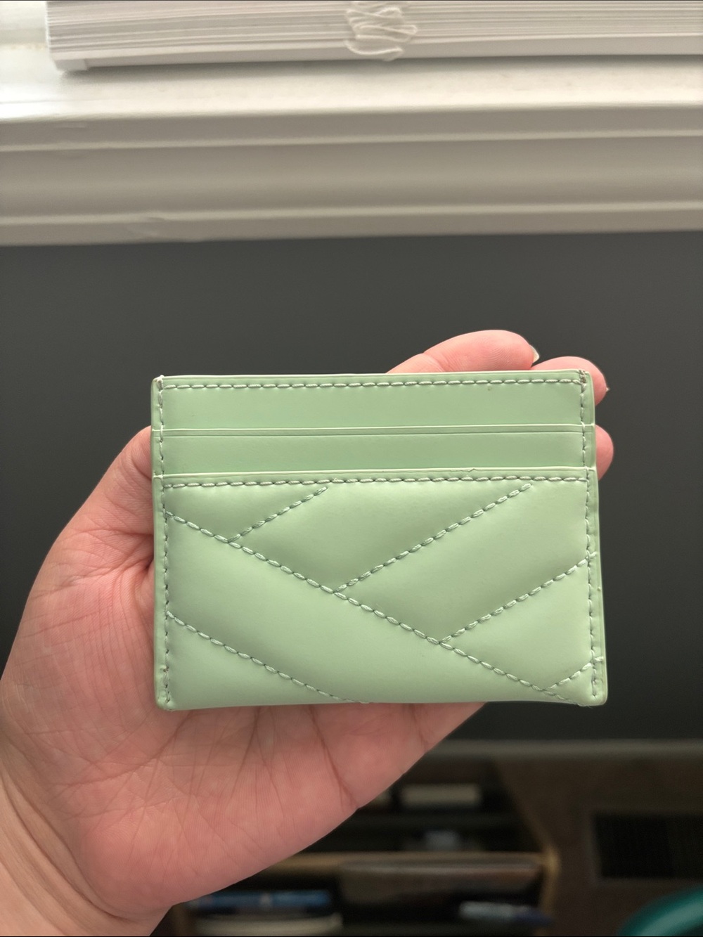 Tory Burch Pastel Mint Chevron Card Holder - Picture 2 of 7